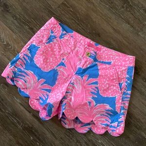 Lilly Pulitzer Blue Haven Little Flamenco Buttercup Scallop Hem Shorts